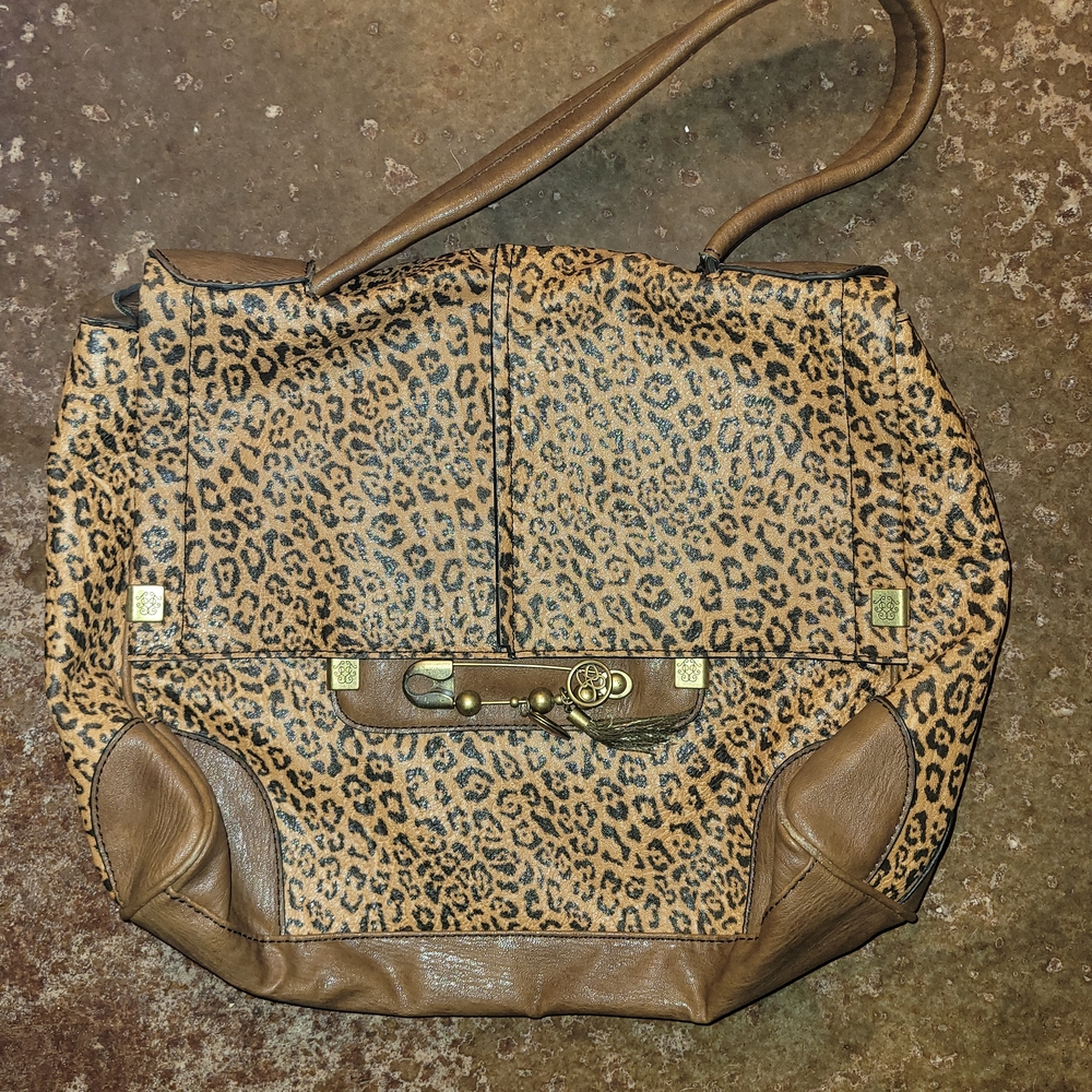 Jessica Simpson Leopard Print Shoulder Bag with Brown Details